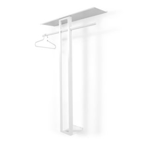 Biely oceľový nástenný vešiak s poličkou 100 cm Luno Large – Spinder Design vyobraziť