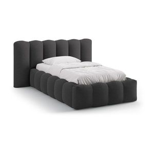 Antracitová čalúnená jednolôžková posteľ s úložným priestorom s roštom 90x200 cm Lupine – Micadoni vyobraziť