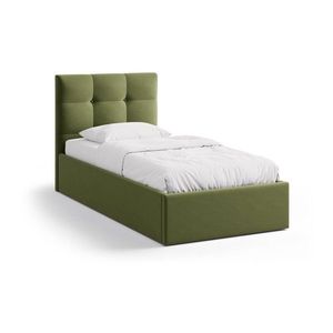 Zelená čalúnená jednolôžková posteľ s úložným priestorom s roštom 90x200 cm Phaedra – Micadoni vyobraziť