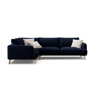 Tmavomodrá zamatová rohová pohovka (ľavý roh/do L) Naomi – Micadoni vyobraziť