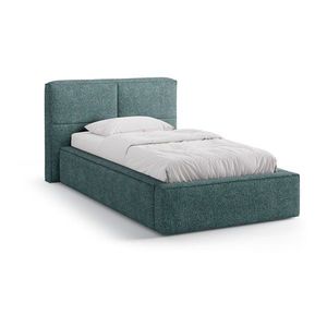 Tyrkysovomodrá čalúnená jednolôžková posteľ s úložným priestorom s roštom 90x200 cm Darren – Micadoni vyobraziť