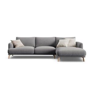 Sivá zamatová rohová pohovka (pravý roh/s leňoškou) Naomi – Micadoni vyobraziť