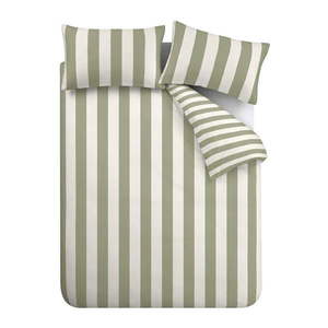 Zeleno-krémové obliečky na jednolôžko 135x200 cm Cove Stripe – Catherine Lansfield vyobraziť