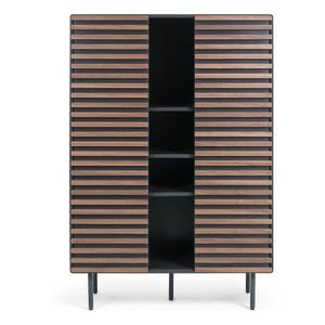 Čierna/v prírodnej farbe skrinka v dekore orecha 105x155x40 cm Kesia – Kave Home vyobraziť