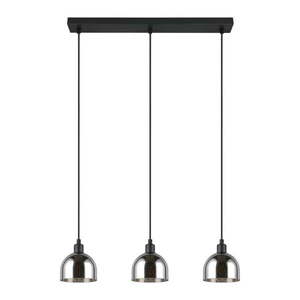 Závesné svietidlo so skleneným tienidlom v čierno-striebornej farbe Molly – Reality vyobraziť