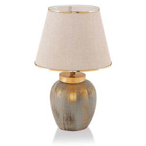 Krémovobiela/v zlatej farbe stolová lampa s textilným tienidlom (výška 47 cm) Yakamoz – Opviq lights vyobraziť