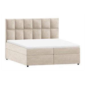 Béžová boxspring posteľ s úložným priestorom 160x200 cm Flip – Ropez vyobraziť