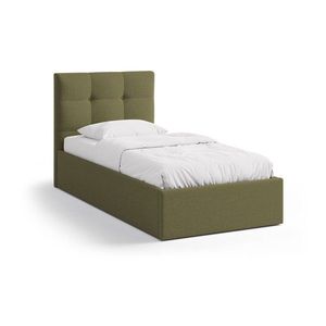 Zelená čalúnená jednolôžková posteľ s úložným priestorom s roštom 90x200 cm Phaedra – Micadoni vyobraziť