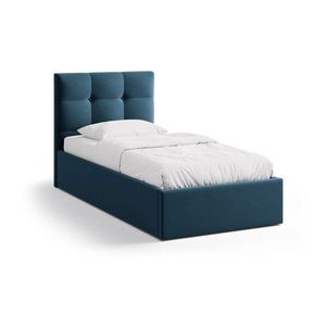 Modrá čalúnená jednolôžková posteľ s úložným priestorom s roštom 90x200 cm Phaedra – Micadoni vyobraziť