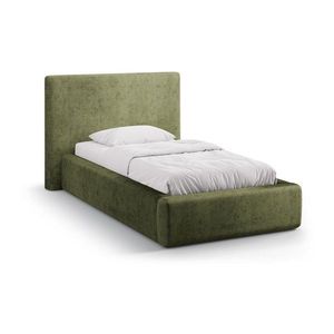 Zelená čalúnená jednolôžková posteľ s úložným priestorom s roštom 90x200 cm Amy – Micadoni vyobraziť