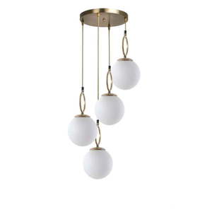 Biele/v mosadznej farbe závesné svietidlo so skleneným tienidlom ø 30 cm Morino – Opviq lights vyobraziť