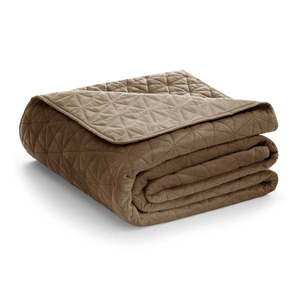 Svetlohnedý zamatový prešívaný pléd 240x260 cm Laila – Restilo vyobraziť