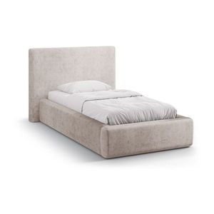 Béžová čalúnená jednolôžková posteľ s úložným priestorom s roštom 90x200 cm Amy – Micadoni vyobraziť