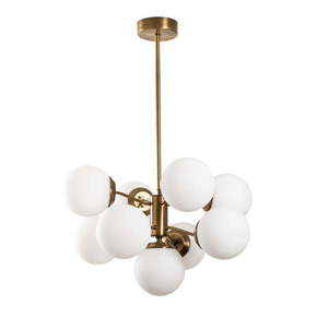 Biele/v mosadznej farbe závesné svietidlo so skleneným tienidlom ø 70 cm Mudoni – Opviq lights vyobraziť