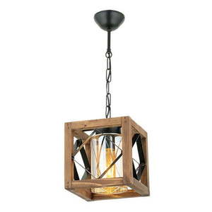 Hnedé závesné svietidlo s dreveným tienidlom/s kovovým tienidlom Zikzak Cam – Opviq lights vyobraziť