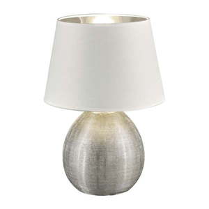Biela stolová lampa z keramiky a tkaniny Reality Luxor, výška 35 cm vyobraziť