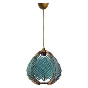 Modré/v prírodnej farbe závesné svietidlo s textilným tienidlom ø 25 cm Yola – Opviq lights vyobraziť