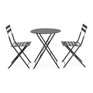 Antracitová oceľová záhradná jedálenská súprava pre 2 osoby Austin – Bizzotto vyobraziť