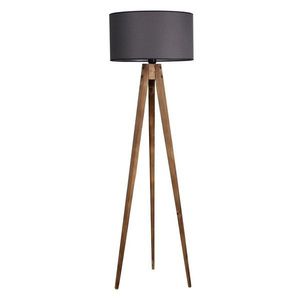 Čierna/hnedá stojacia lampa s textilným tienidlom (výška 153 cm) Tripod – Opviq lights vyobraziť