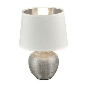 Biela stolová lampa z keramiky a tkaniny Reality Luxor, výška 26 cm vyobraziť