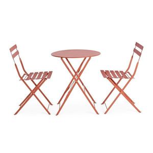 Oceľová záhradná jedálenská súprava v terakotovej farbe pre 2 osoby Austin – Bizzotto vyobraziť