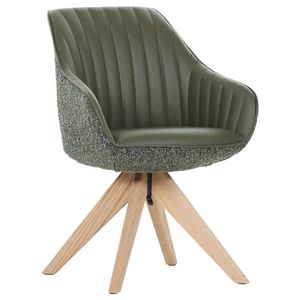 home24 STOLIČKA S PODRÚČKAMI, ženilka, vzhľad kože, zelená, farba duba vyobraziť