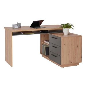 Xora PÍSACÍ STÔL S ÚLOŽ.PRIESTOROM, antracitová, dub artisan, 138/105/75 cm vyobraziť