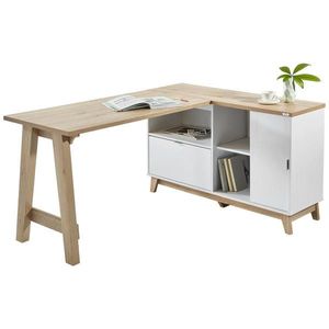 Voleo ROHOVÝ PÍSACÍ STÔL, biela, dub San Remo, 159/120/76 cm vyobraziť