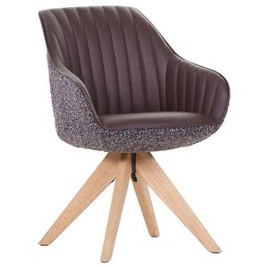 home24 STOLIČKA S PODRÚČKAMI, ženilka, vzhľad kože, lila, farba duba vyobraziť