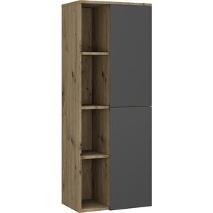 Stylife STREDNE VYSOKÁ SKRINKA, antracitová, farba duba, 50/132/32 cm vyobraziť