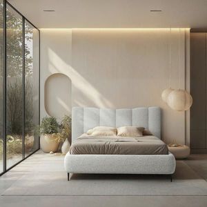 MID.YOU ČALÚNENÁ POSTEĽ, 160/200 cm, svetlosivá vyobraziť