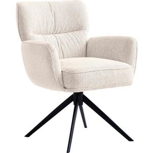 Novel STOLIČKA S PODRÚČKAMI, železo, vzhľad ľanu, čierna, béžová vyobraziť