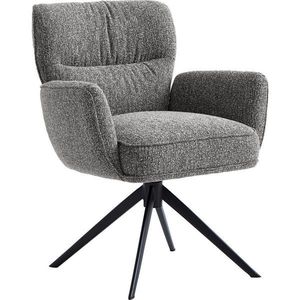 Novel STOLIČKA S PODRÚČKAMI, železo, vzhľad ľanu, antracitová, čierna vyobraziť