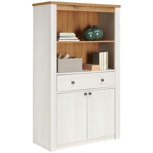 Landscape NÁSTENNÁ KNIŽNICA, biela, farba smrekovca, 97/161/42 cm vyobraziť