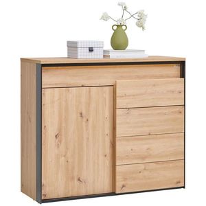 Voleo KOMODA, čierna, dub artisan, 111/95/41 cm vyobraziť