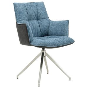 Novel STOLIČKA S PODRÚČKAMI, ušľachtilá oceľ, mikrovlákno, vzhľad ľanu, antracitová, modrá vyobraziť