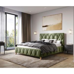 MID.YOU ČALÚNENÁ POSTEĽ, 180/200 cm, olivovozelená vyobraziť