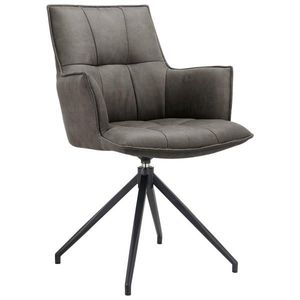 Novel STOLIČKA S PODRÚČKAMI, železo, mikrovlákno, čierna, tmavosivá vyobraziť