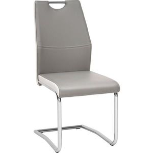 Carryhome STOLIČKA S PRUŽNÝM PODNOŽÍM, vzhľad kože, sivá, biela, chrómová vyobraziť