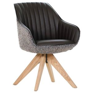 home24 STOLIČKA S PODRÚČKAMI, ženilka, vzhľad kože, farba duba, tmavohnedá vyobraziť