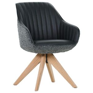 home24 STOLIČKA S PODRÚČKAMI, ženilka, vzhľad kože, čierna, farba duba vyobraziť