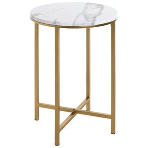 PRÍRUČNÝ STOLÍK, biela, zlatá vyobraziť