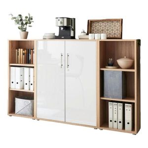 MID.YOU SKRINKA NA DOKUMENTY, dub sonoma, biela s vysokým leskom, 173/114/33 cm vyobraziť