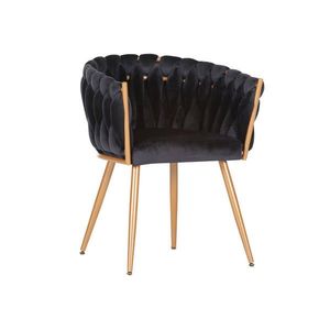 Ambia Home STOLIČKA S PODRÚČKAMI, zamat, čierna, zlatá vyobraziť