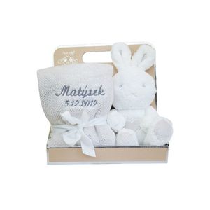 Plyšový zajačik s dekou s výšivkou vyobraziť