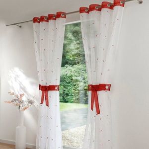 Voálová záclona s výšivkou lístkov vyobraziť