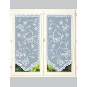 1 pár čipkových záclon do špičky, s kvetinovým motívom vyobraziť