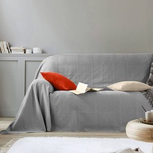 Jednofarebná ručne tkaná bavlnená prikrývka a obliečka na vankúš vyobraziť