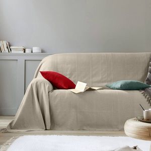 Jednofarebná ručne tkaná bavlnená prikrývka a obliečka na vankúš vyobraziť