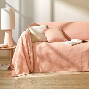 Jednofarebná ručne tkaná bavlnená prikrývka a obliečka na vankúš vyobraziť